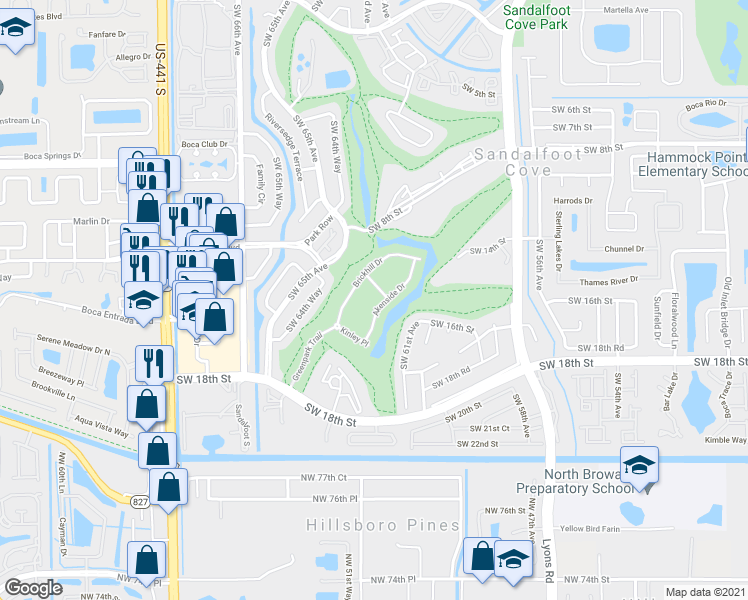 map of restaurants, bars, coffee shops, grocery stores, and more near 10049 Brickhill Drive in Boca Raton