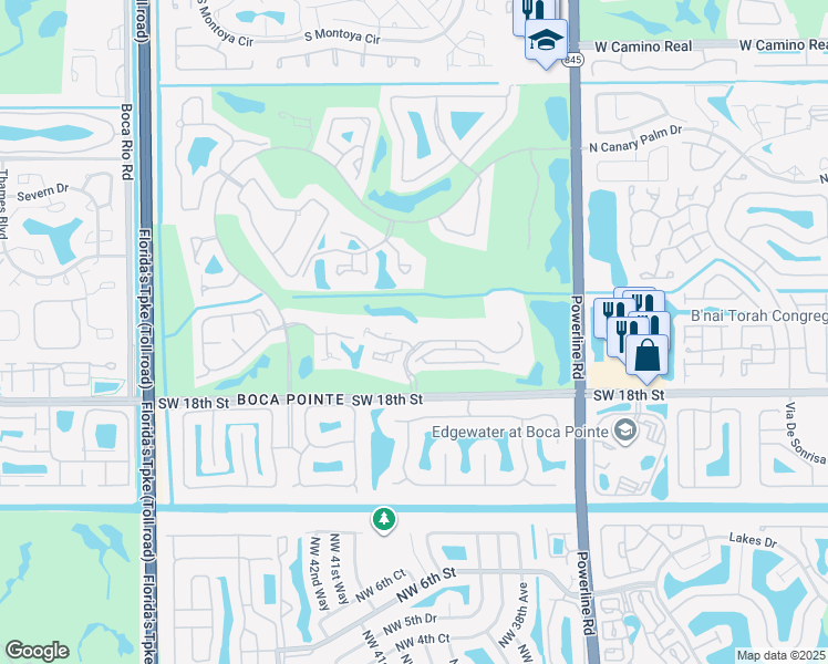 map of restaurants, bars, coffee shops, grocery stores, and more near 7351 Promenade Drive in Boca Raton