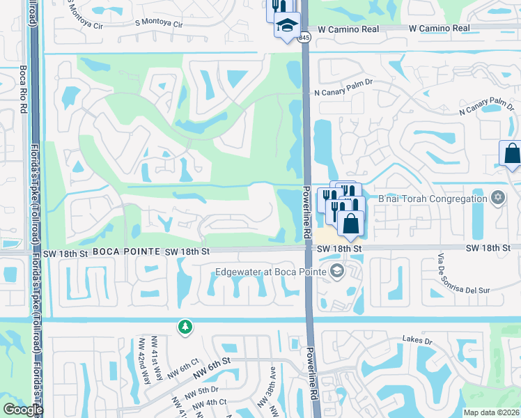 map of restaurants, bars, coffee shops, grocery stores, and more near 7225 Promenade Drive in Boca Raton