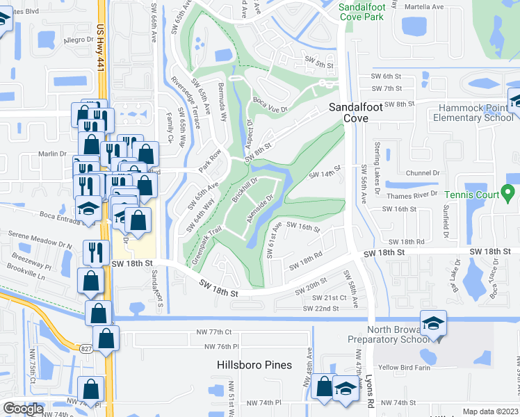 map of restaurants, bars, coffee shops, grocery stores, and more near 10098 Akenside Drive in Boca Raton