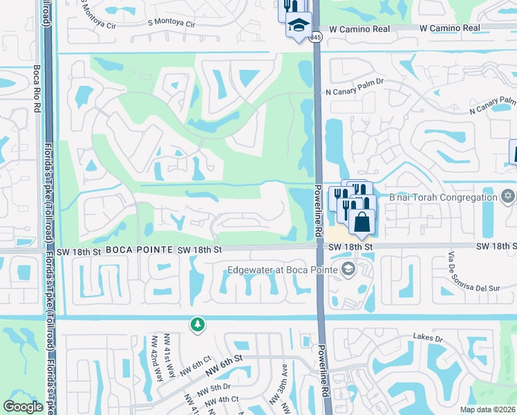map of restaurants, bars, coffee shops, grocery stores, and more near 7225 Promenade Drive in Boca Raton