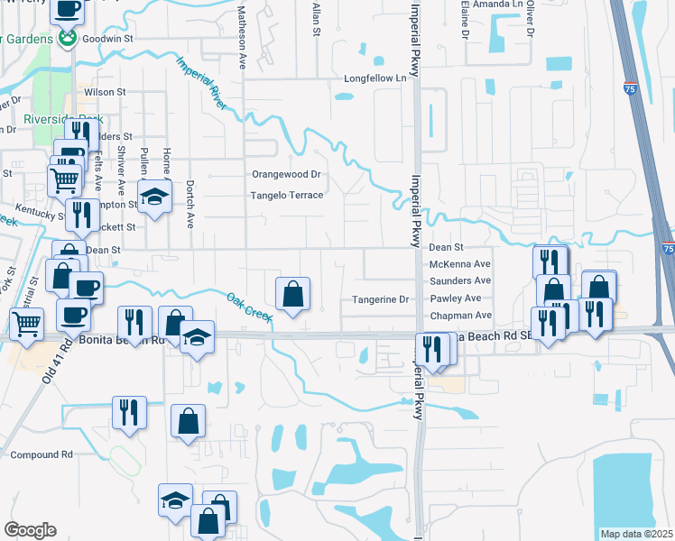 map of restaurants, bars, coffee shops, grocery stores, and more near 27870 Lime Street in Bonita Springs