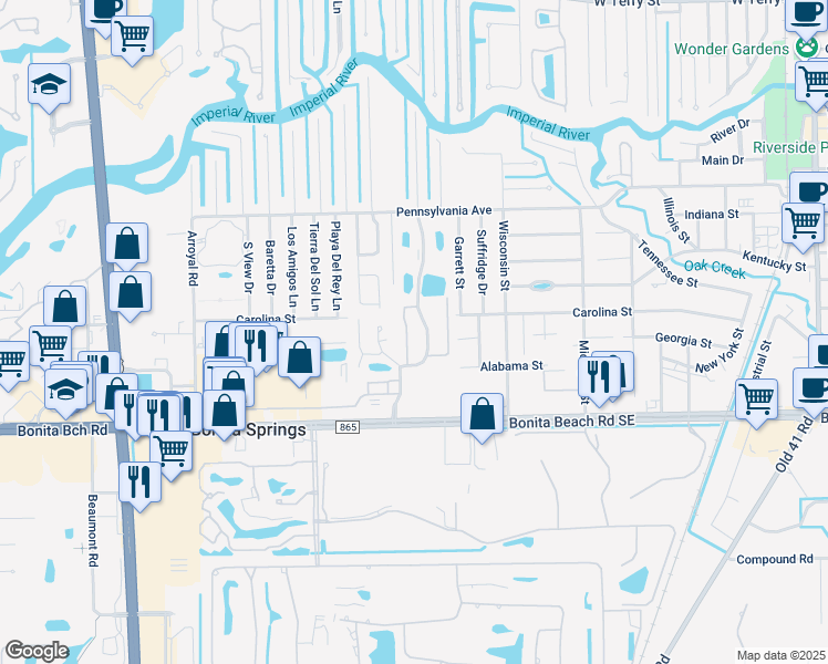 map of restaurants, bars, coffee shops, grocery stores, and more near 27830 Hacienda East Boulevard in Bonita Springs