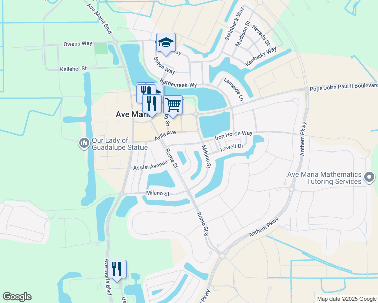 map of restaurants, bars, coffee shops, grocery stores, and more near 5032 Trevi Avenue in Ave Maria