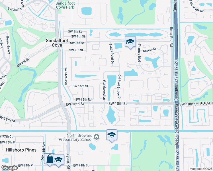 map of restaurants, bars, coffee shops, grocery stores, and more near 23040 Floralwood Lane in Boca Raton
