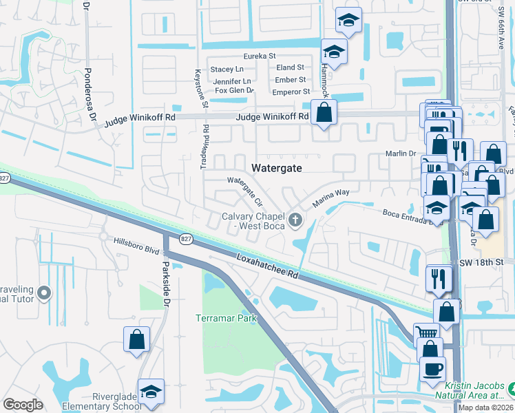map of restaurants, bars, coffee shops, grocery stores, and more near 23030 Atlantic Circle in Boca Raton