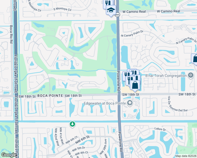 map of restaurants, bars, coffee shops, grocery stores, and more near 7225 Promenade Drive in Boca Raton