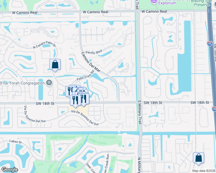 map of restaurants, bars, coffee shops, grocery stores, and more near 23186 L'Ermitage Circle in Boca Raton
