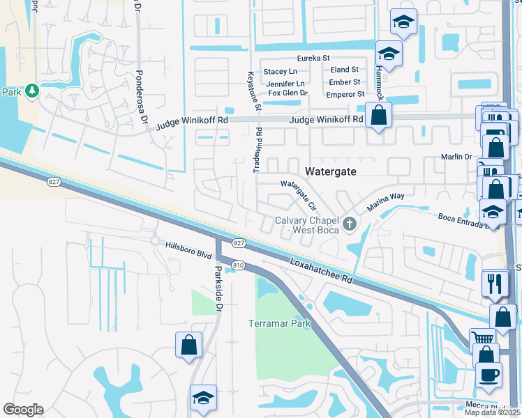 map of restaurants, bars, coffee shops, grocery stores, and more near 11985 Southwest Sandalfoot Boulevard in Boca Raton