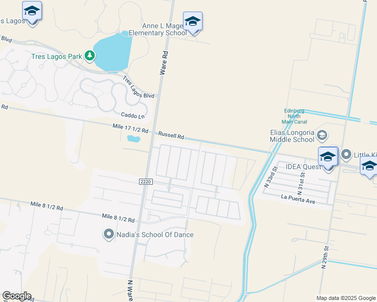 map of restaurants, bars, coffee shops, grocery stores, and more near 13931 North 38th Lane in Edinburg