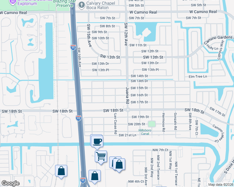 map of restaurants, bars, coffee shops, grocery stores, and more near 1279 Southwest 16th Street in Boca Raton