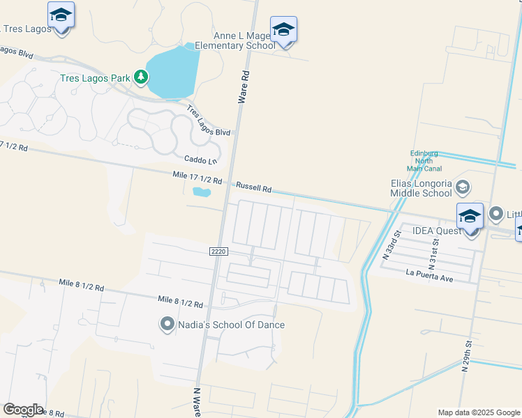 map of restaurants, bars, coffee shops, grocery stores, and more near 13925 North 39th Street in Edinburg
