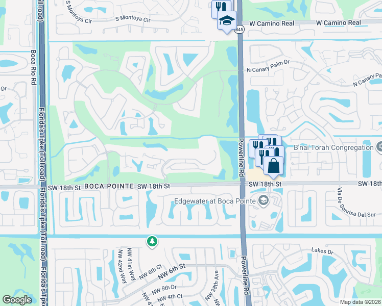 map of restaurants, bars, coffee shops, grocery stores, and more near 7233 Promenade Drive in Boca Raton