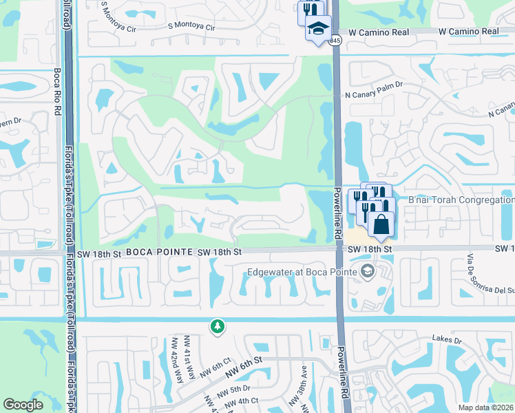 map of restaurants, bars, coffee shops, grocery stores, and more near 7233 Promenade Drive in Boca Raton