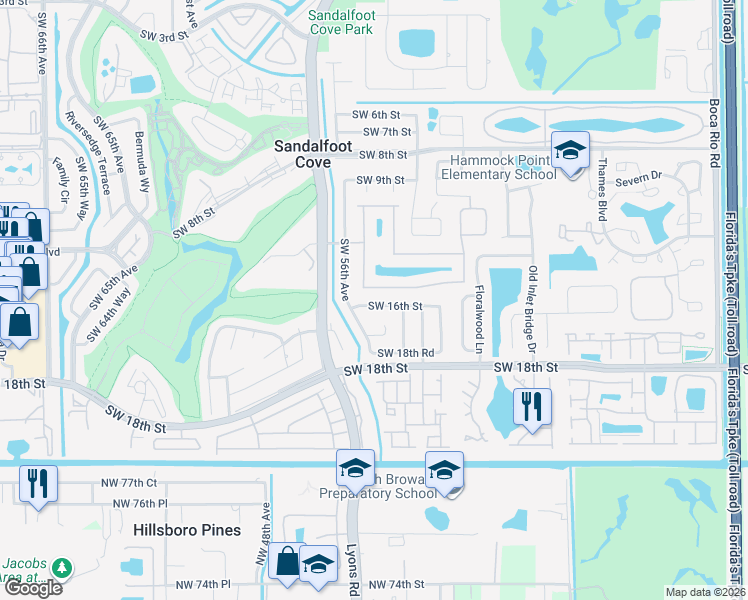 map of restaurants, bars, coffee shops, grocery stores, and more near 8939 Southwest 16th Street in Boca Raton