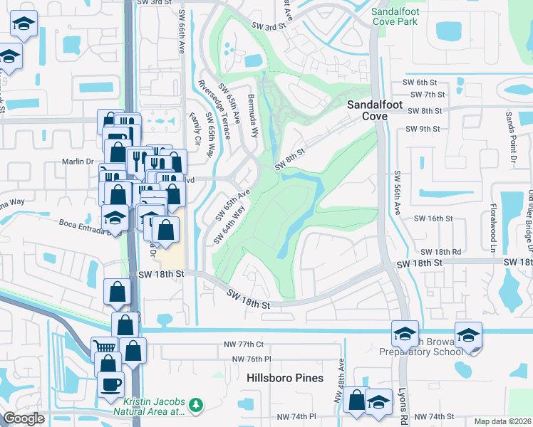 map of restaurants, bars, coffee shops, grocery stores, and more near 10049 Brickhill Drive in Boca Raton