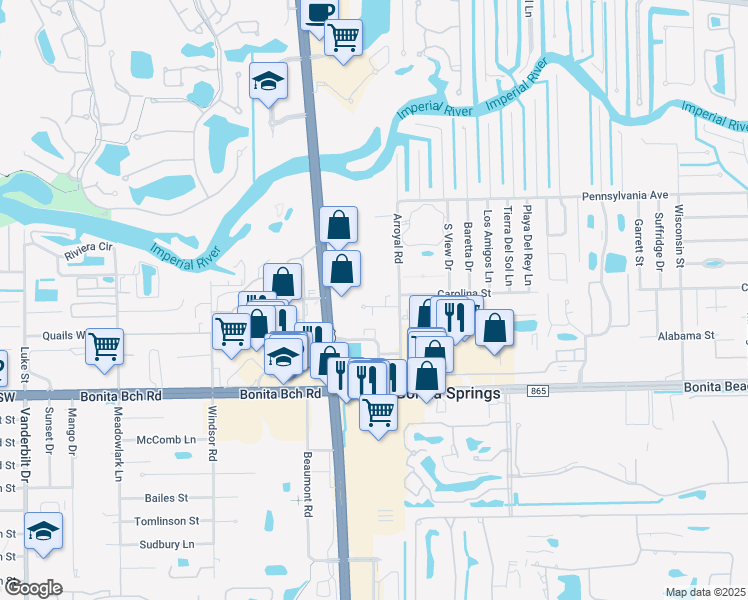 map of restaurants, bars, coffee shops, grocery stores, and more near 8528 Tamara Court in Bonita Springs