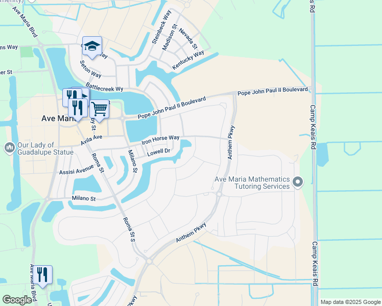 map of restaurants, bars, coffee shops, grocery stores, and more near 5001 Salerno Street in Ave Maria