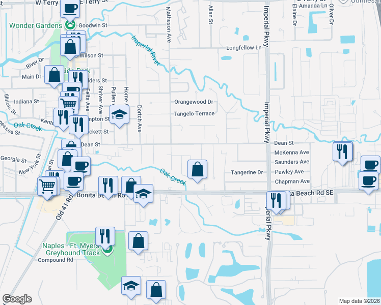 map of restaurants, bars, coffee shops, grocery stores, and more near 27831 Carl Circle in Bonita Springs