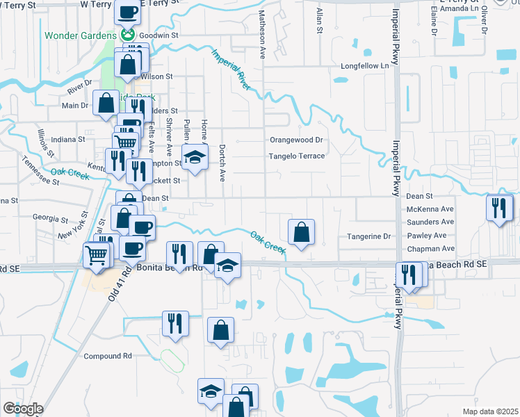 map of restaurants, bars, coffee shops, grocery stores, and more near 27800 Matheson Avenue in Bonita Springs