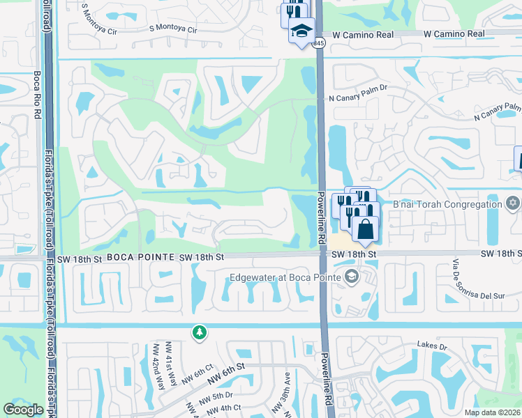 map of restaurants, bars, coffee shops, grocery stores, and more near 7225 Promenade Drive in Boca Raton