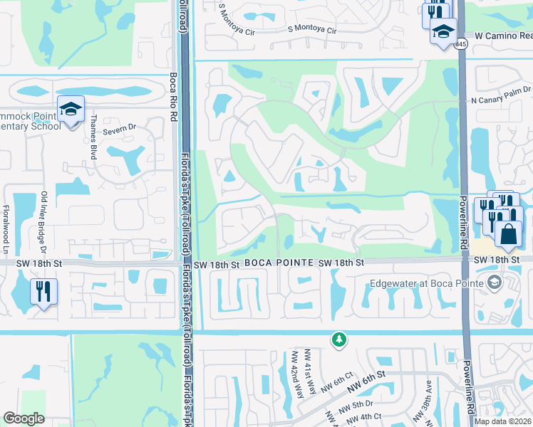 map of restaurants, bars, coffee shops, grocery stores, and more near 7715 La Mirada Drive in Boca Raton