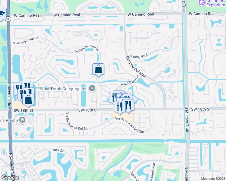 map of restaurants, bars, coffee shops, grocery stores, and more near 6114 Royal Lytham Drive in Boca Raton