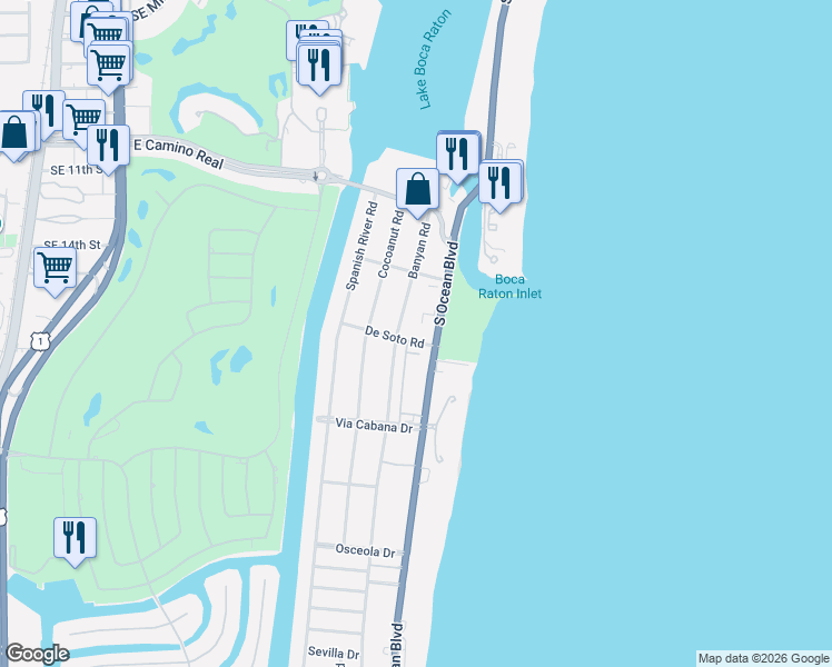 map of restaurants, bars, coffee shops, grocery stores, and more near in Boca Raton