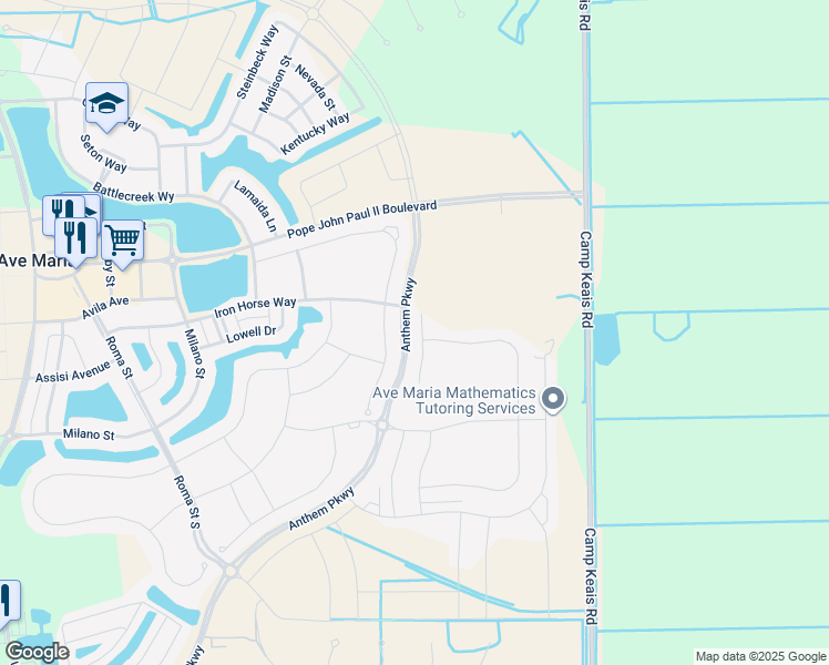 map of restaurants, bars, coffee shops, grocery stores, and more near in Ave Maria