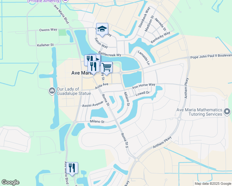 map of restaurants, bars, coffee shops, grocery stores, and more near 5032 Trevi Avenue in Ave Maria