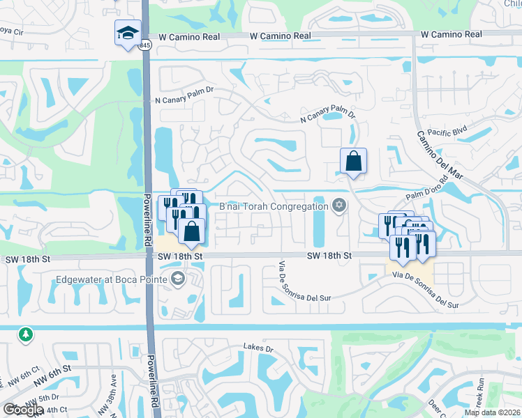 map of restaurants, bars, coffee shops, grocery stores, and more near 6757 Via Regina in Boca Raton