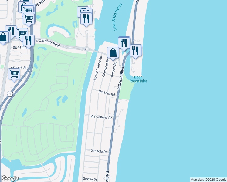 map of restaurants, bars, coffee shops, grocery stores, and more near in Boca Raton