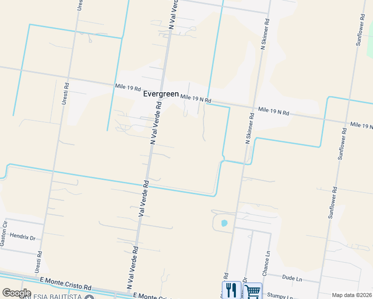 map of restaurants, bars, coffee shops, grocery stores, and more near 21704 North Val Verde Road in Edinburg