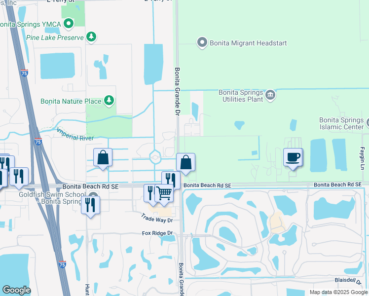 map of restaurants, bars, coffee shops, grocery stores, and more near 27865 Bonita Grande Drive in Bonita Springs