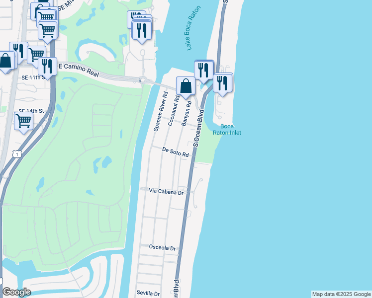 map of restaurants, bars, coffee shops, grocery stores, and more near in Boca Raton