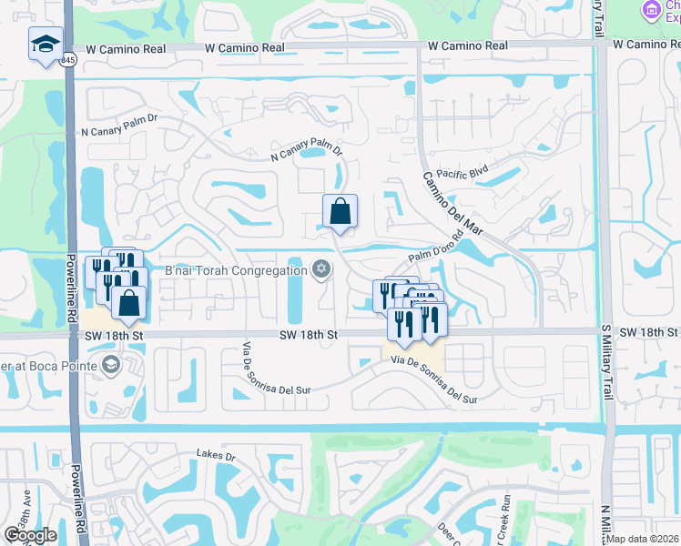 map of restaurants, bars, coffee shops, grocery stores, and more near 23101 Boca Club Colony Circle in Boca Raton