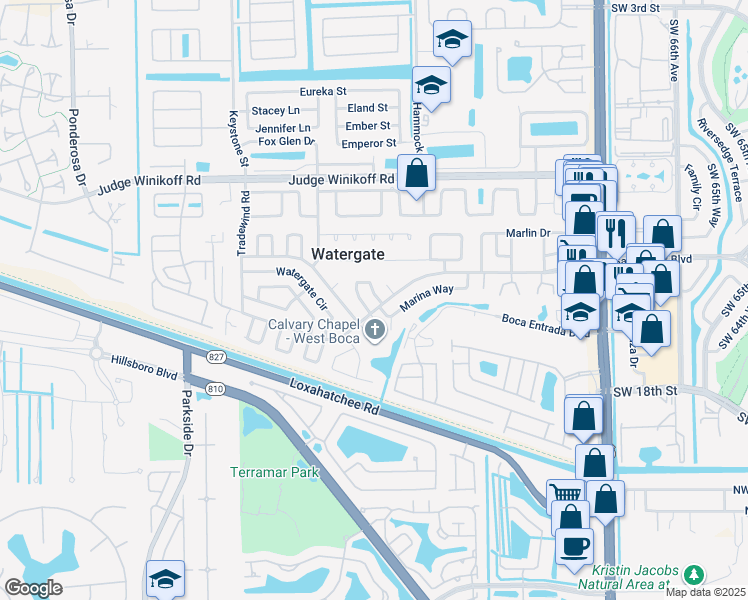 map of restaurants, bars, coffee shops, grocery stores, and more near 10602 Southwest Sandalfoot Boulevard in Boca Raton