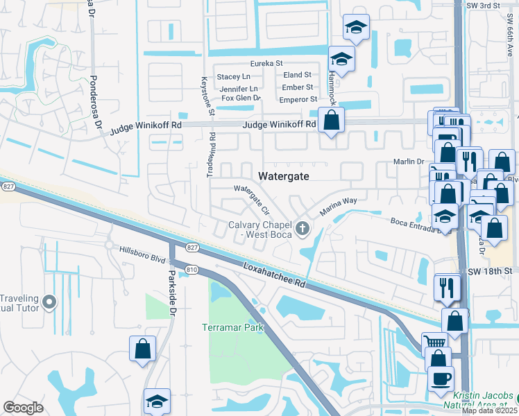 map of restaurants, bars, coffee shops, grocery stores, and more near 23030 Atlantic Circle in Boca Raton