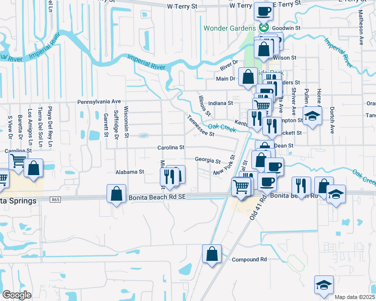 map of restaurants, bars, coffee shops, grocery stores, and more near 10073 Georgia Street in Bonita Springs