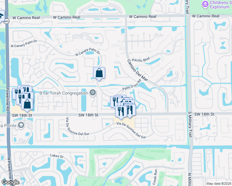 map of restaurants, bars, coffee shops, grocery stores, and more near 6114 Royal Lytham Drive in Boca Raton