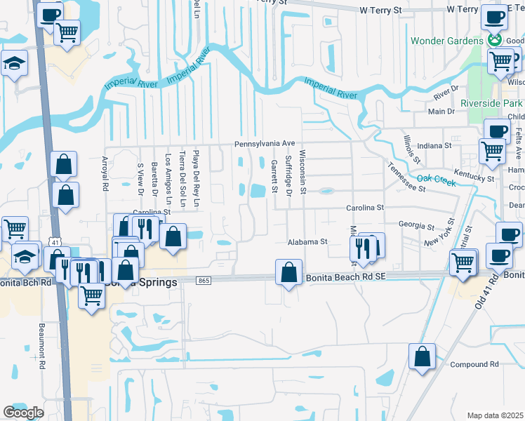 map of restaurants, bars, coffee shops, grocery stores, and more near 27821 Hacienda East Boulevard in Bonita Springs