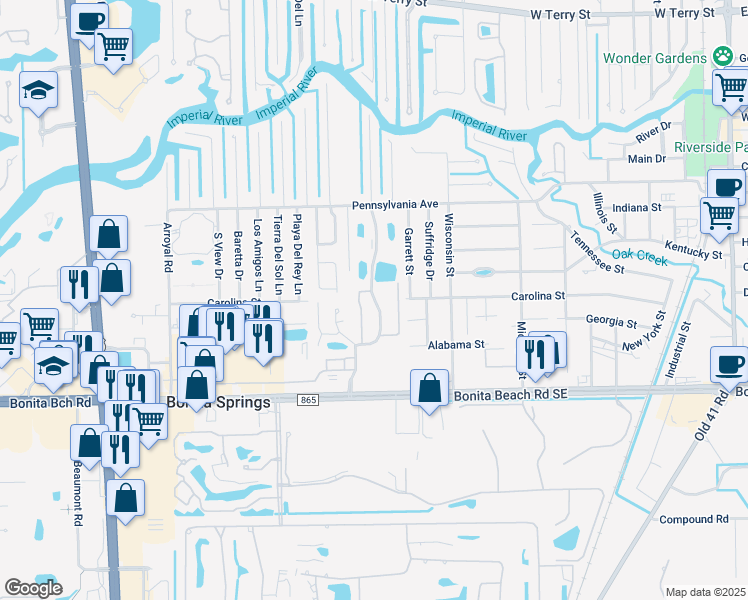 map of restaurants, bars, coffee shops, grocery stores, and more near 27861 Hacienda East Boulevard in Bonita Springs