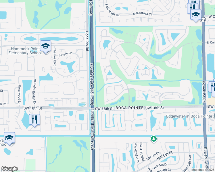 map of restaurants, bars, coffee shops, grocery stores, and more near 7853 La Mirada Drive in Boca Raton