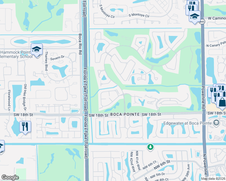 map of restaurants, bars, coffee shops, grocery stores, and more near 7715 La Mirada Drive in Boca Raton