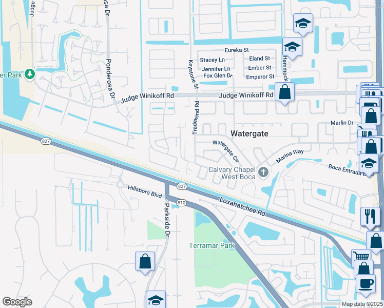 map of restaurants, bars, coffee shops, grocery stores, and more near 11985 Southwest Sandalfoot Boulevard in Boca Raton