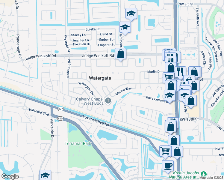 map of restaurants, bars, coffee shops, grocery stores, and more near 10602 Southwest Sandalfoot Boulevard in Boca Raton
