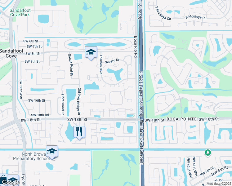map of restaurants, bars, coffee shops, grocery stores, and more near 8128 Thames Boulevard in Boca Raton