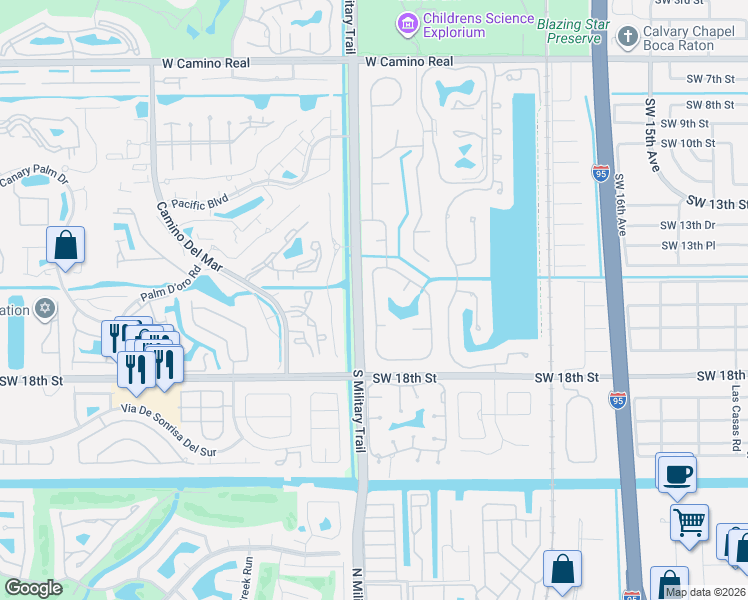 map of restaurants, bars, coffee shops, grocery stores, and more near 2035 Parkside Circle South in Boca Raton