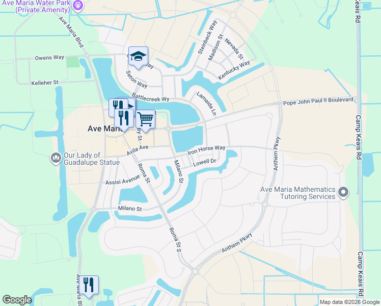 map of restaurants, bars, coffee shops, grocery stores, and more near 5004 Iron Horse Way in Immokalee