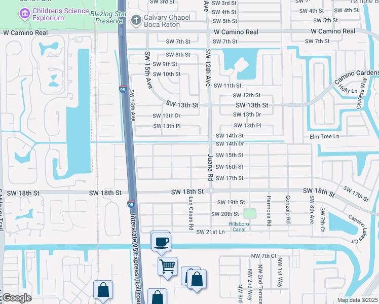 map of restaurants, bars, coffee shops, grocery stores, and more near 1298 Southwest 14th Drive in Boca Raton